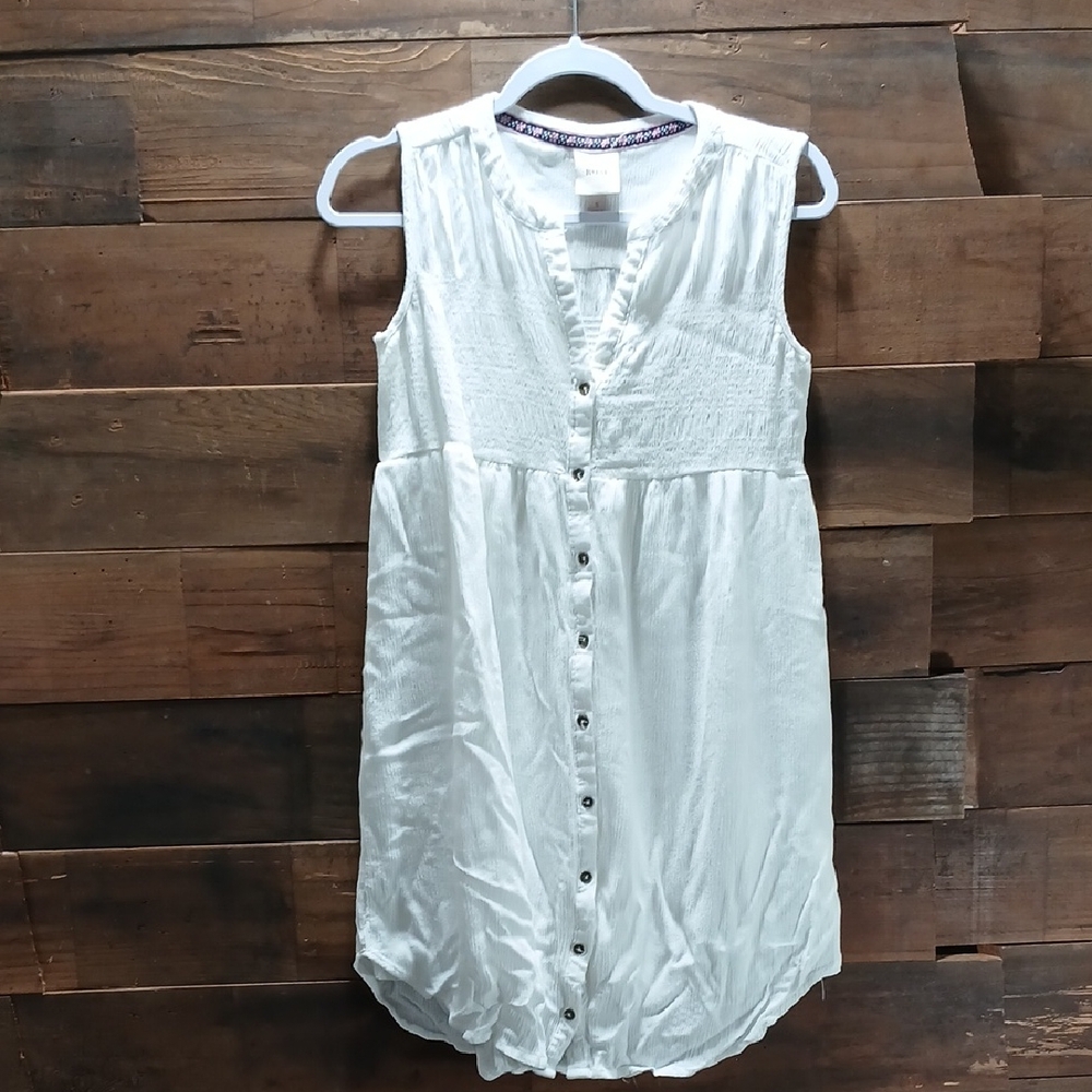 Knox Rose White Textured Button Down Dress Size Small